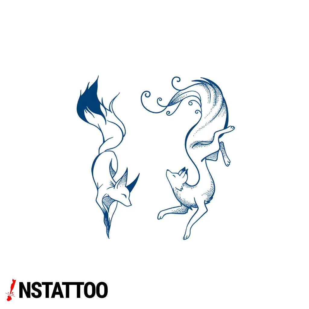 Kitsune Couple - Semi-Permanent Tattoo