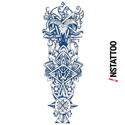 (Full Sleeve) Baphomet - Semi-Permanent Tattoo