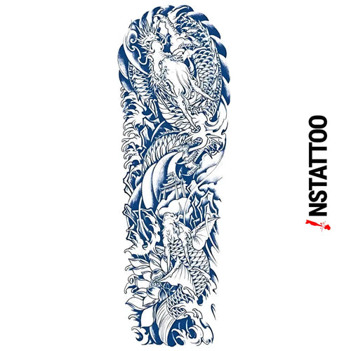 (Full Sleeve) Ryujin - Semi-Permanent Tattoo