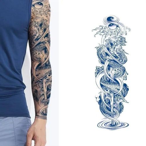 (Full Sleeve) Mizuragon - Semi-Permanent Tattoo