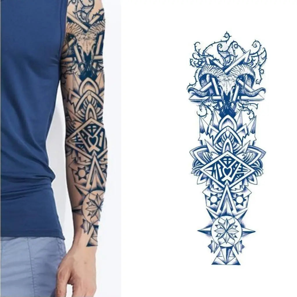 (Full Sleeve) Baphomet - Semi-Permanent Tattoo