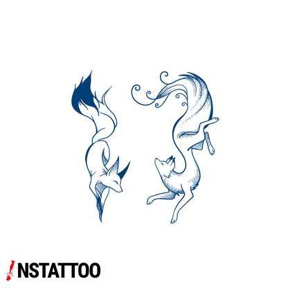Kitsune Couple - Semi-Permanent Tattoo