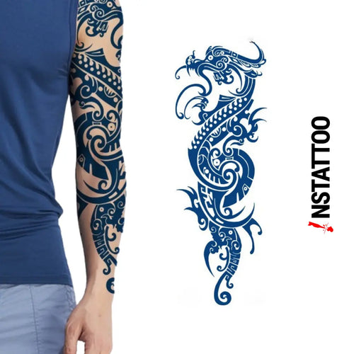 (Full Sleeve) Longshen - Semi-Permanent Tattoo