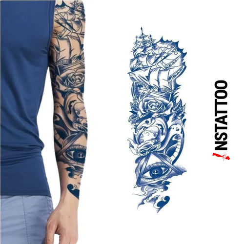 (Full Sleeve) SeaSmoke - Semi-Permanent Tattoo