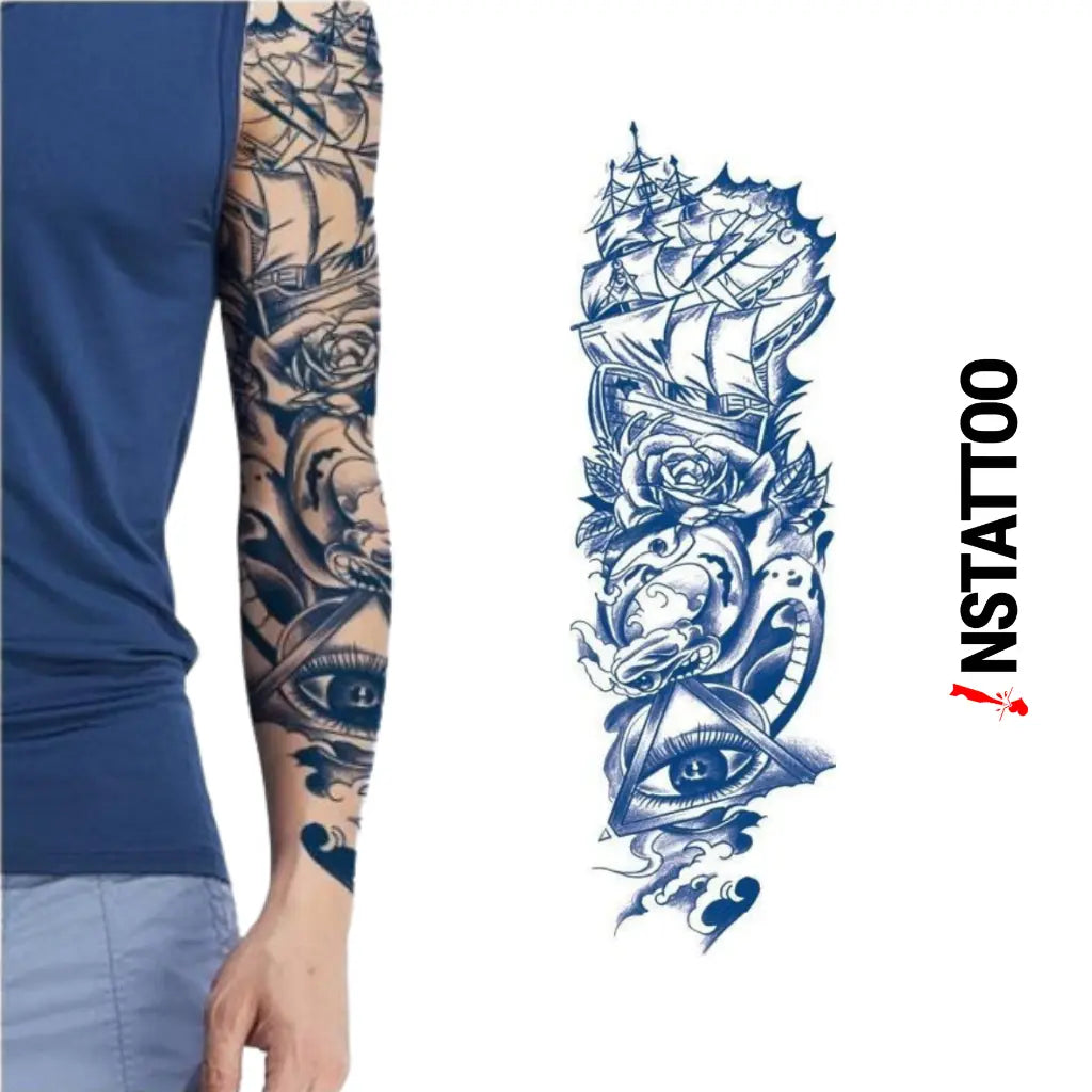 (Full Sleeve) SeaSmoke - Semi-Permanent Tattoo